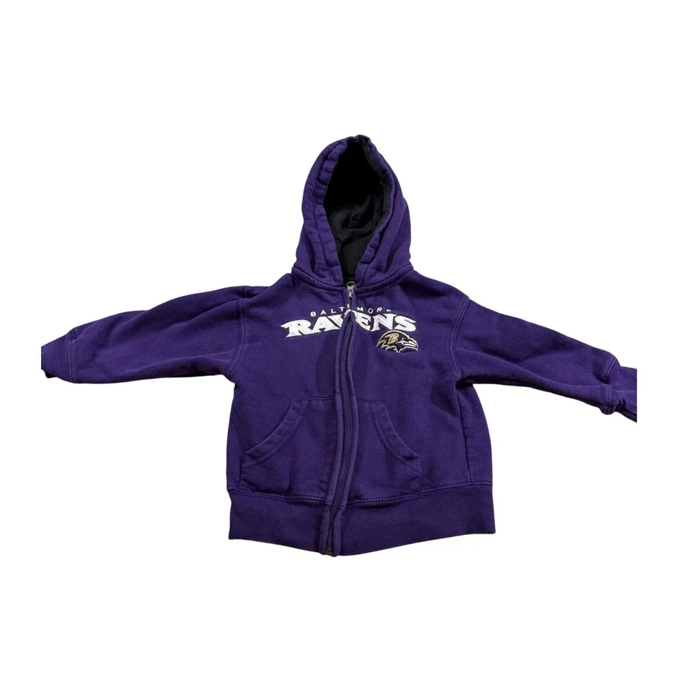 NFL Baltimore Ravens Zip Up Hoodie 2T Purple Toddler Sweatshirt Kids Athleisure